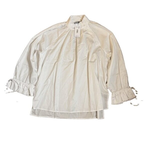 Harshman 3X Bianca Band Collar Cotton Poplin Blouse NWT MSRP $192 - Picture 7 of 11